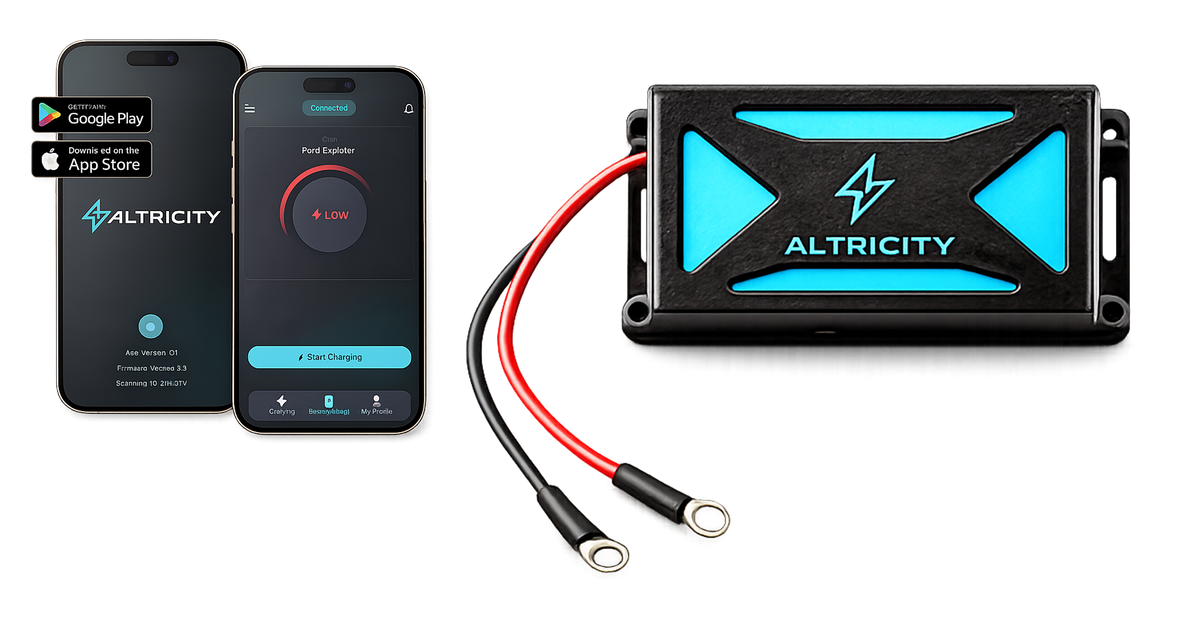 Altricity remote jump starter unit with the Altricity phone app